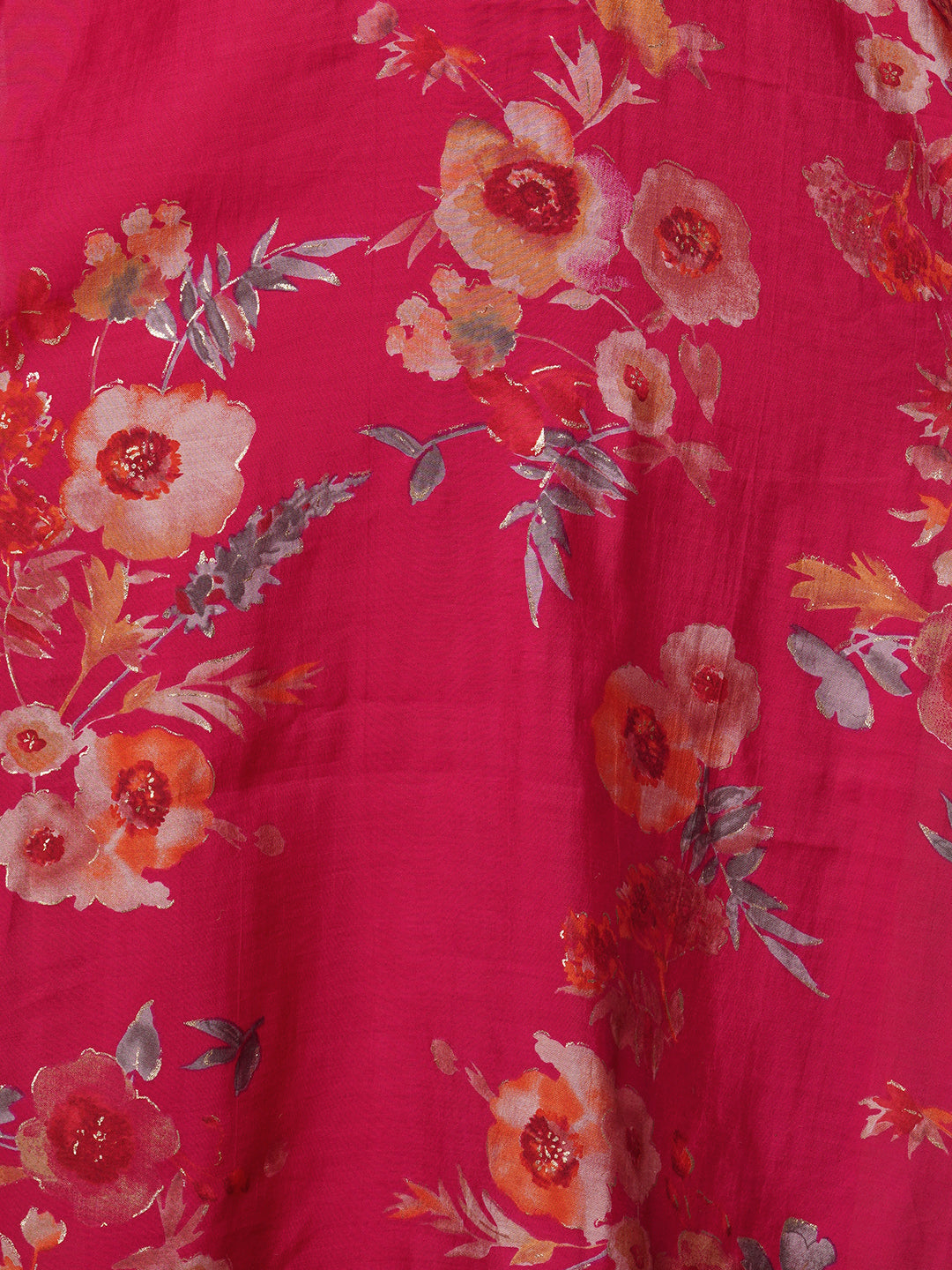 Floral Printed Embroidered Straight Fit Kurta with Pant - Rani