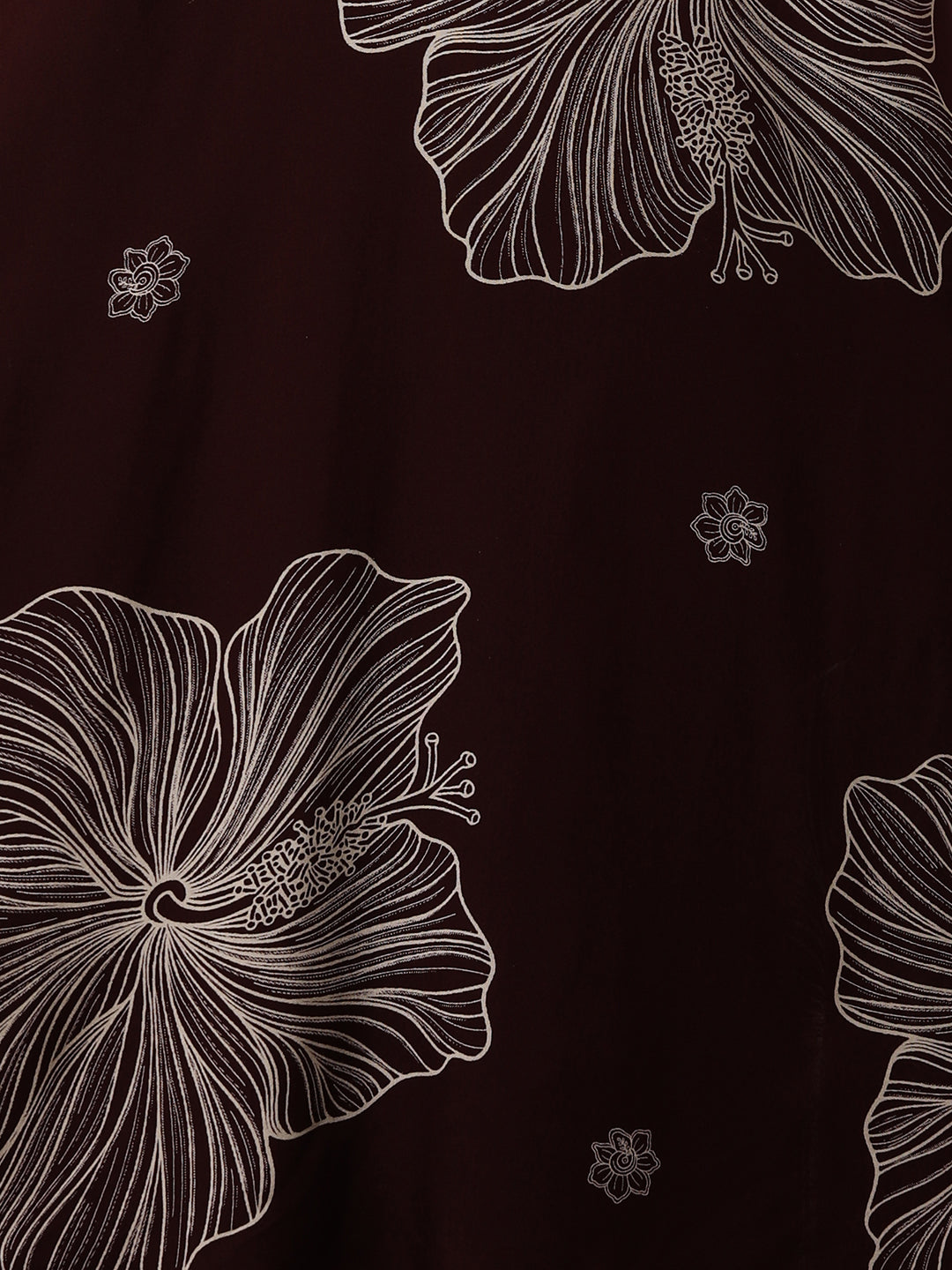 Abstract Floral Printed Straight Fit Co-ord Set - Burgundy