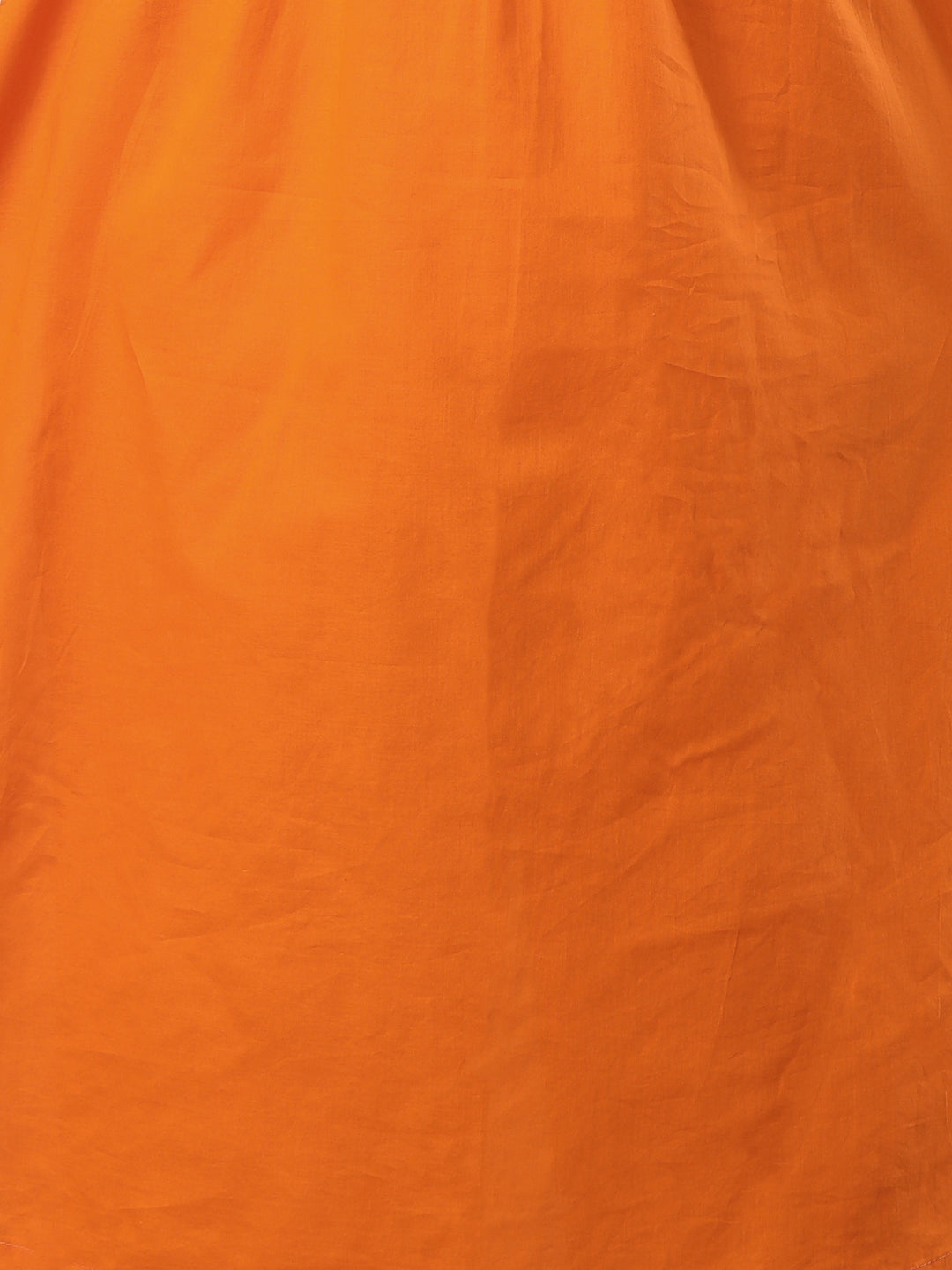 Solid Geometric Floral Cross Stitich Embroidered A-Line Pleated Co-ord Set - Orange