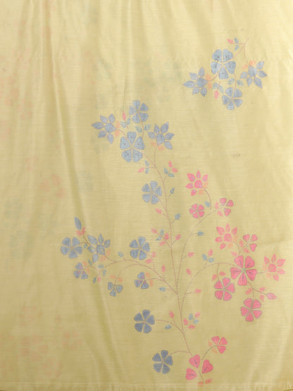 Solid Floral Threadwork Straight Kurta with Pant & Printed Dupatta - Lime Green