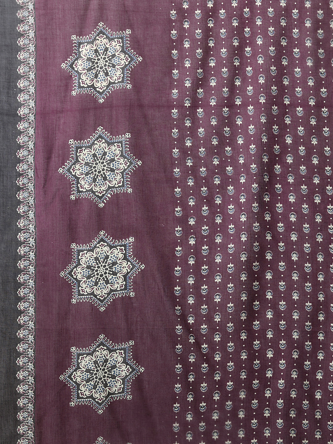 Ethnic Floral Printed & Embroidered Anarkali Flared Kurta with Pant & Dupatta - Burgundy