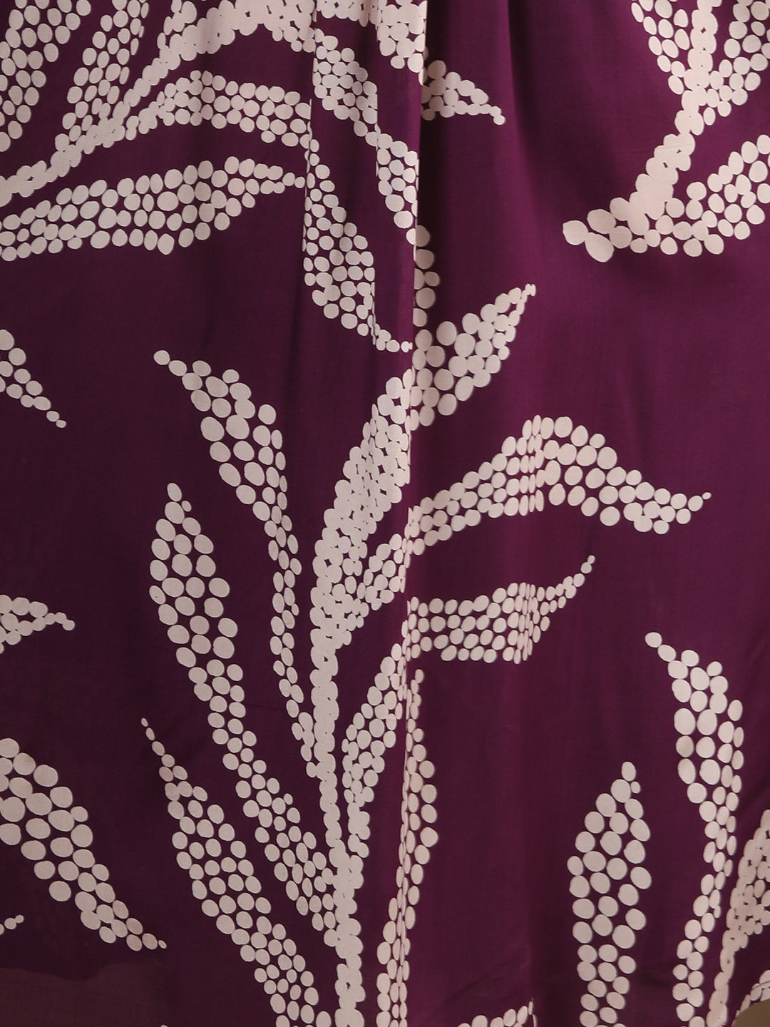 Abstract Floral Printed & Embroidered A-Line Flared Maxi Dress - Purple