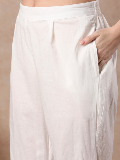 Floral Block printed Straight Kurta with Pant & Dupatta - Purple