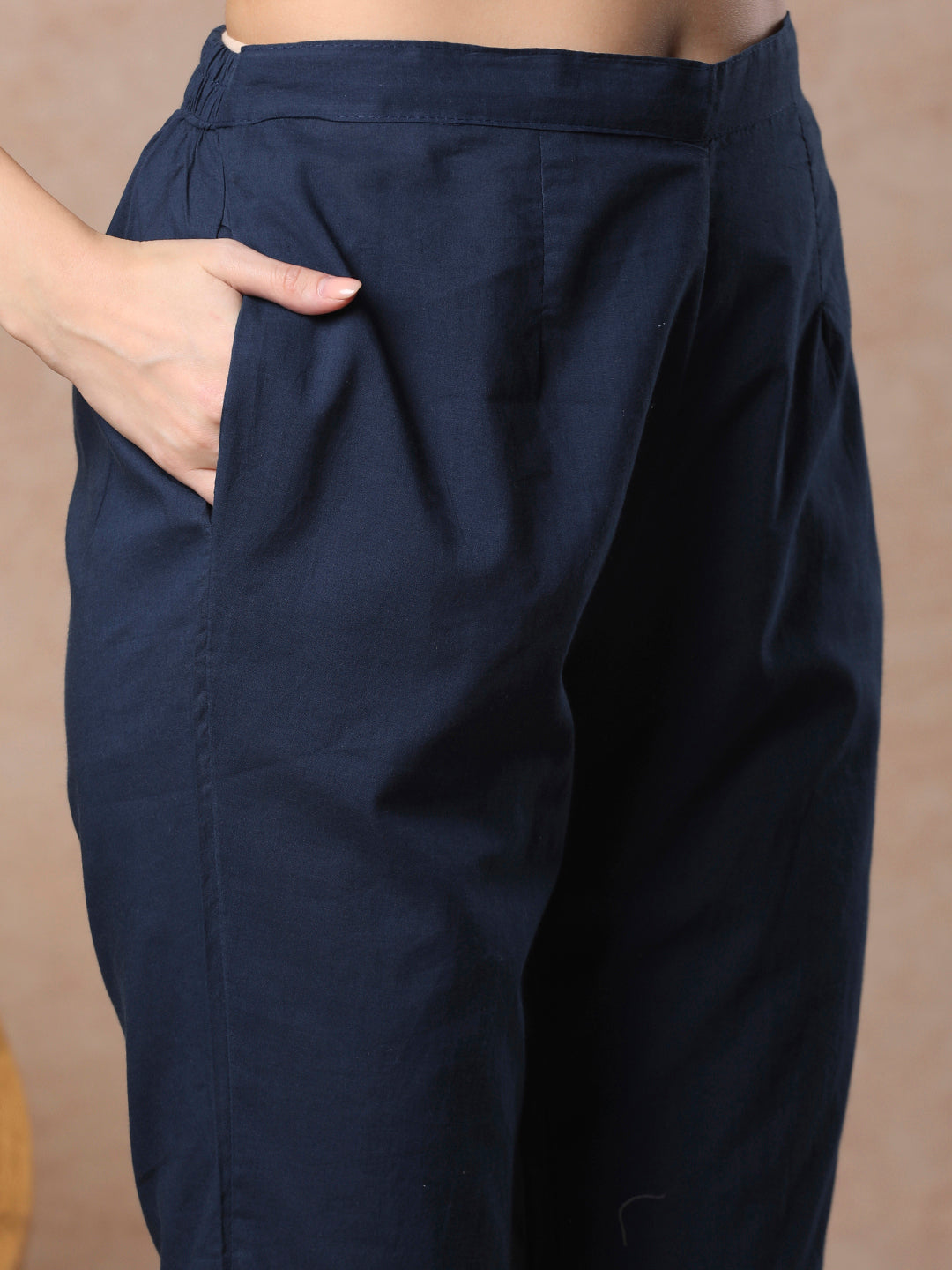 Solid A-line Kurta with Flora & Fauna Zari Threadwork Embroidered Jacket & Pant - Blue