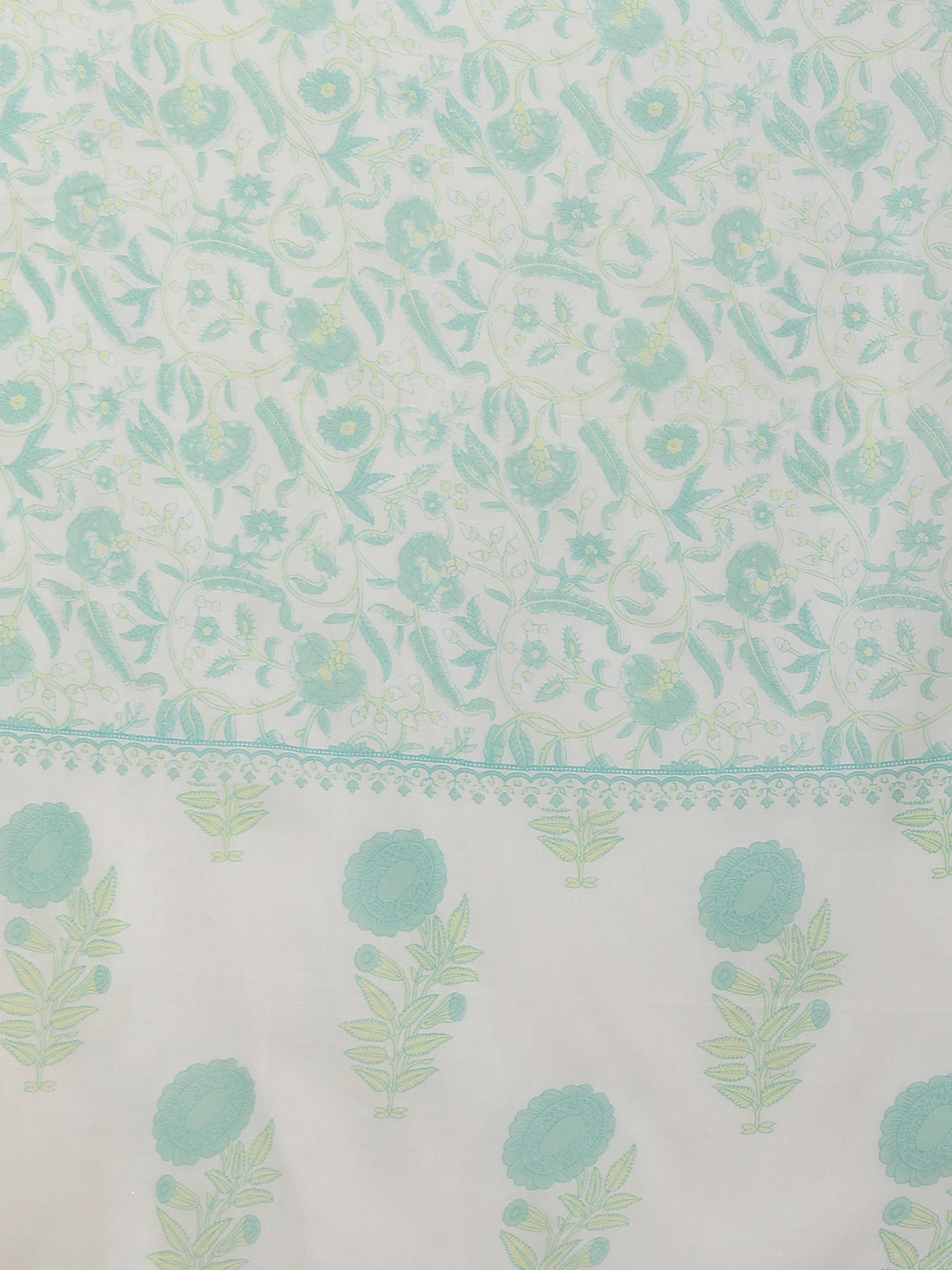 Ethnic Floral Printed Straight Fit Kurta with Pant and Dupatta - White