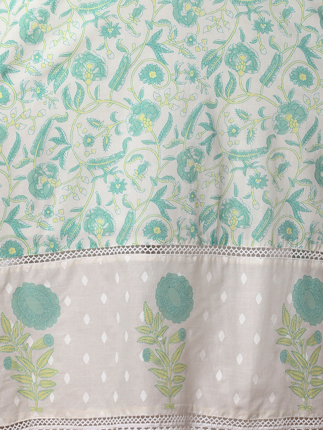 Ethnic Floral Printed Straight Fit Kurta with Pant and Dupatta - White