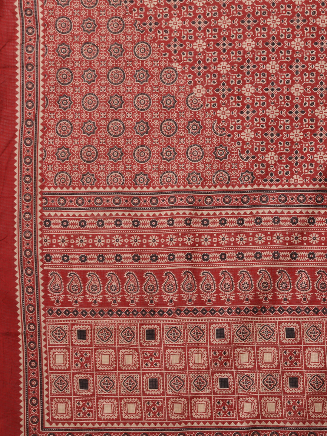 Ethnic Floral Printed Yoke Straight Cut Solid Kurta with Pant and Printed Dupatta - Red