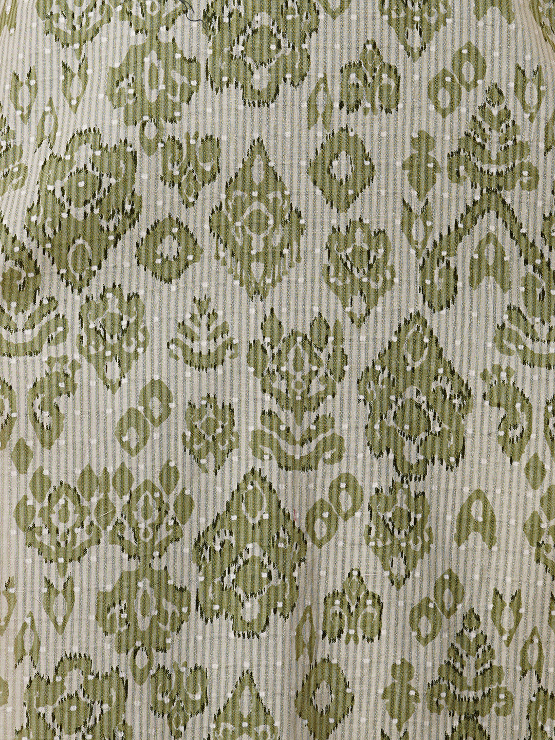 Ethnic Ikat Stylized Printed Straight Fit Cotton Kurta - Green