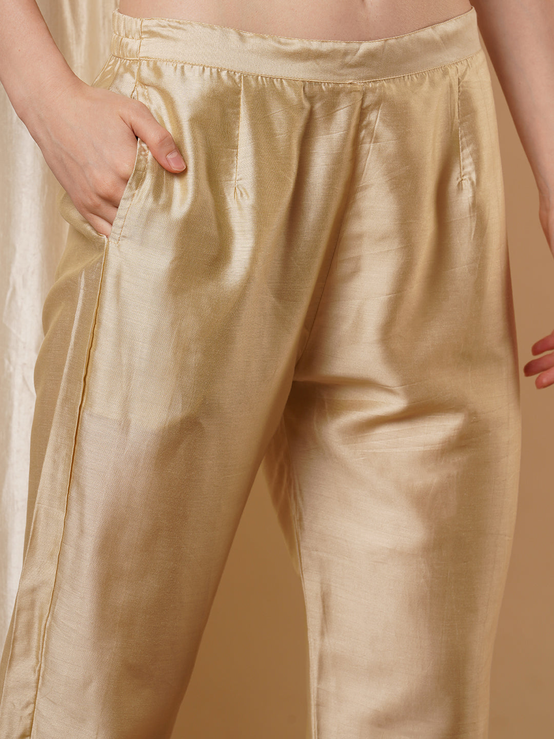 Floral Foil Printed & Embroidered Straight Kurta with Pant - Multi