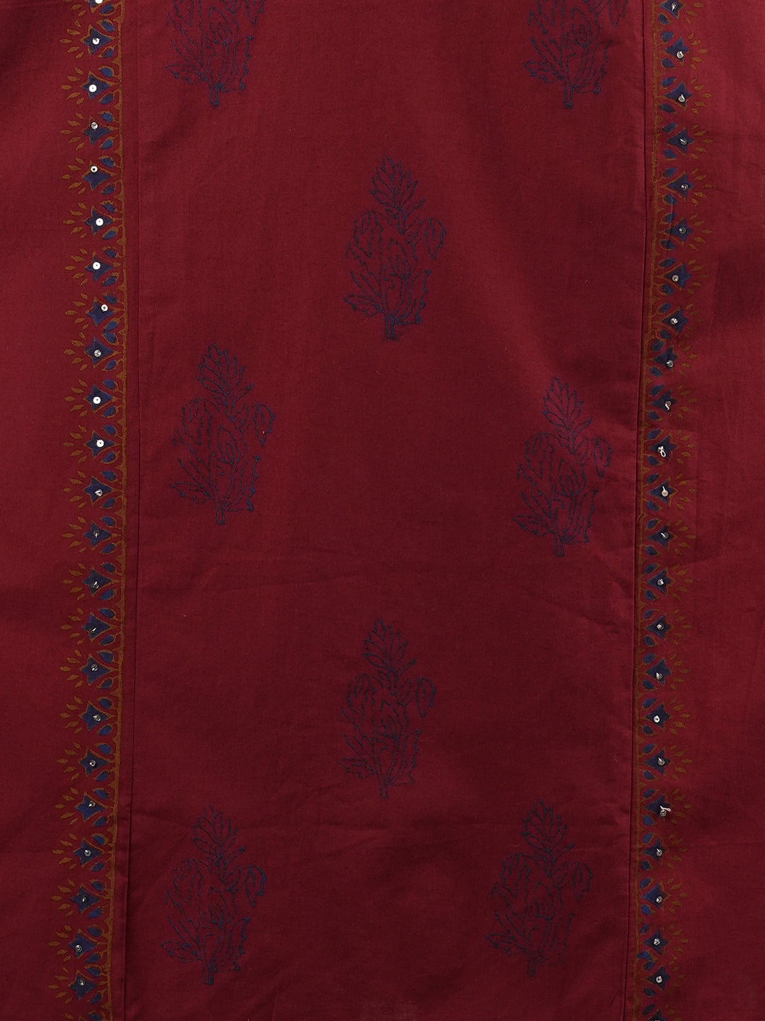 Solid Ethnic Embroidered A-Line Paneled Kurta with Pant - Maroon
