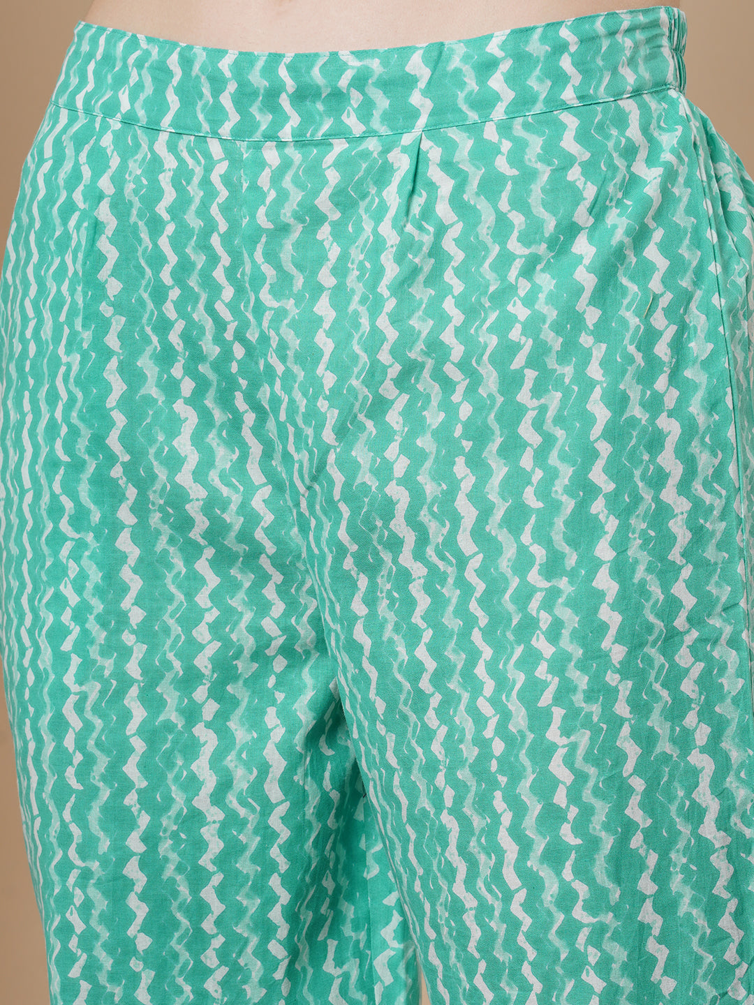 Ethnic Floral Printed Embroidered A-Line Kurta with Pant and Dupatta - Mint Green