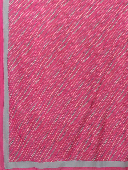 Ethnic Printed & Resham Embroidered Straight Kurta with Pant with Dupatta - Pink