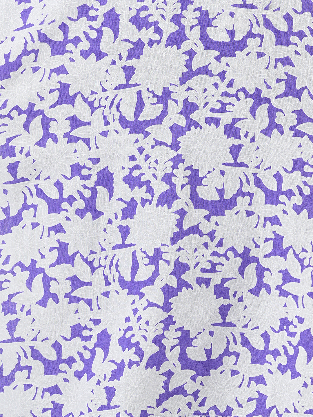 Floral & Chevron Printed & Embroidered Straight Kurta with Pant & Dupatta - Purple