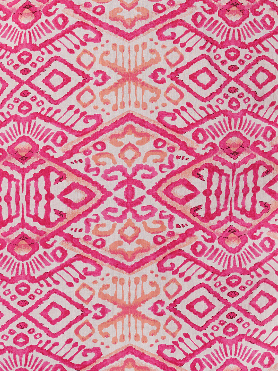 Ethnic Ikat Printed A-Line Flared Kurta - Red