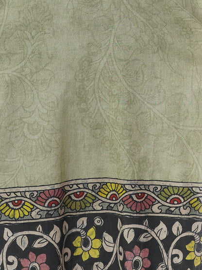 Ethnic Kalamkari Printed Straight Cut Kurta - Grey