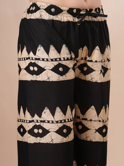 Ethnic Dabu Printed A-Line Co-ord Set - Black
