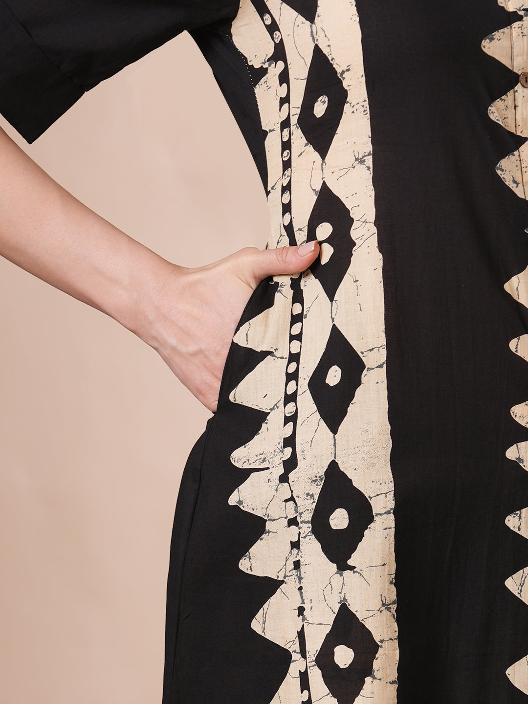 Ethnic Dabu Printed A-Line Co-ord Set - Black