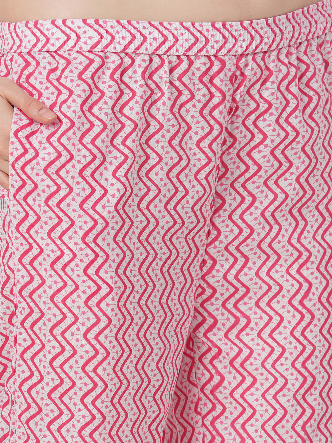 Ethnic Floral Printed Paneled Straight Kurta with Palazzo & Dupatta - Pink