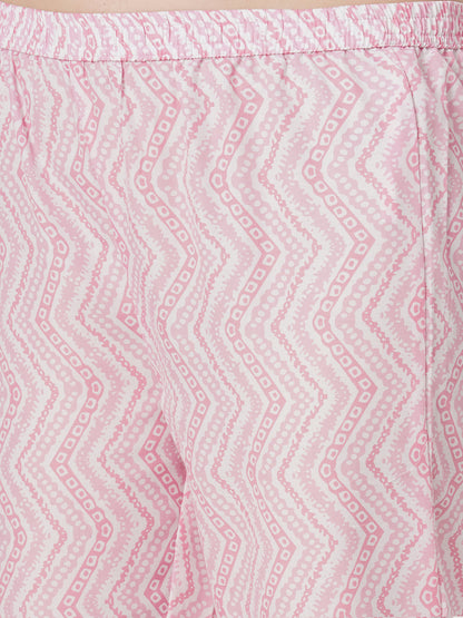 Floral Printed & Embroidered Straight Kurta with Pant & Dupatta - Pink