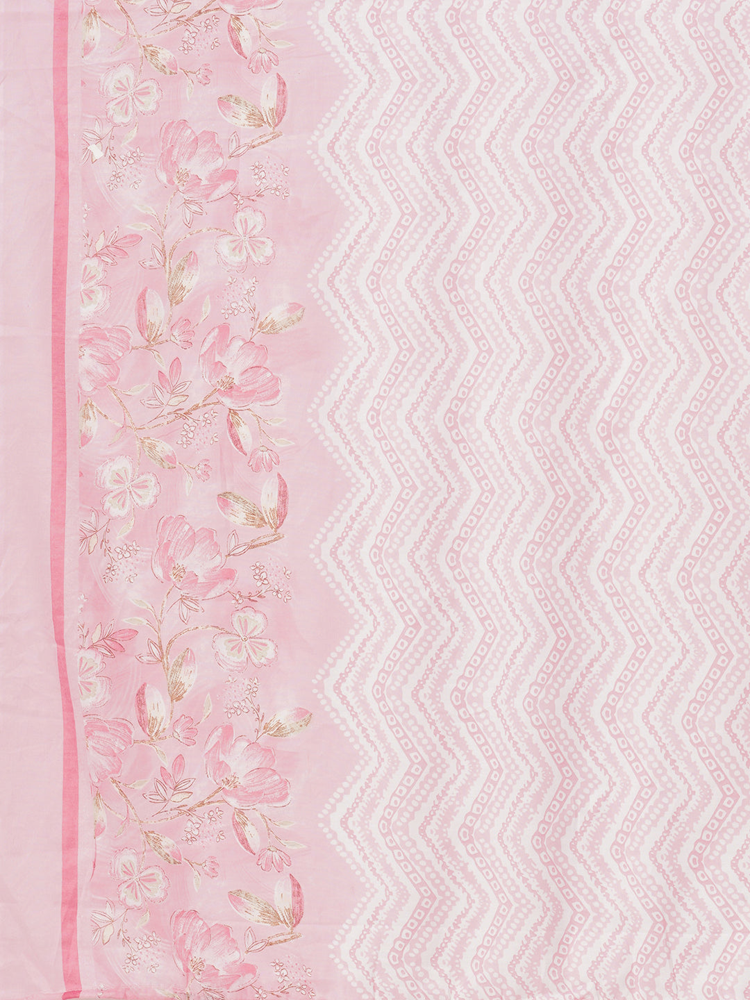 Floral Printed & Embroidered Straight Kurta with Pant & Dupatta - Pink