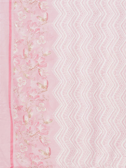 Floral Printed & Embroidered Straight Kurta with Pant & Dupatta - Pink