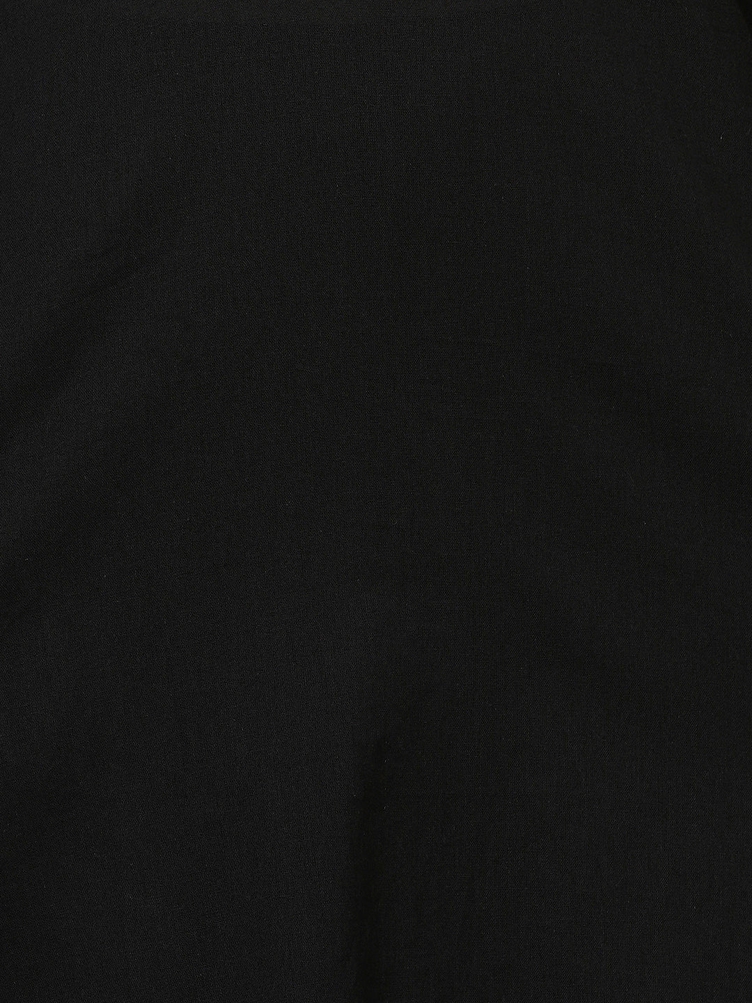 Solid Ethnic Embroidered Straight Fit Kurta with Pant and Dupatta - Black