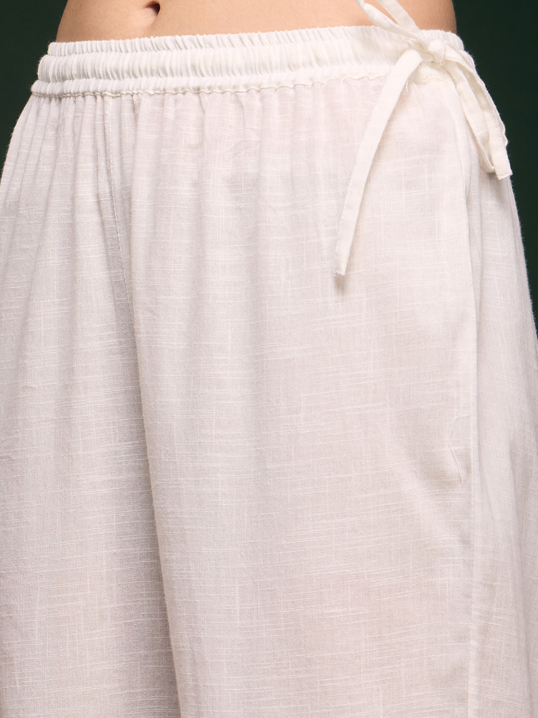 Floral Printed Embellished Straight Cut Kurta with Pant & Dupatta - White