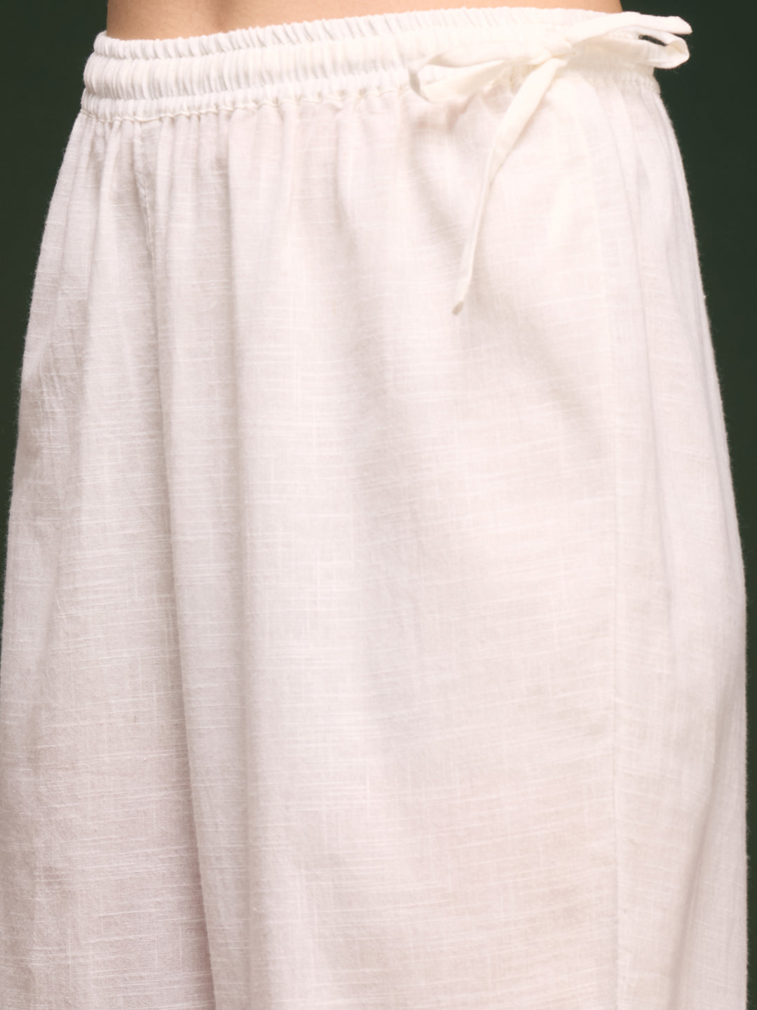 Floral Printed Embellished Straight Cut Kurta with Pant & Dupatta - White