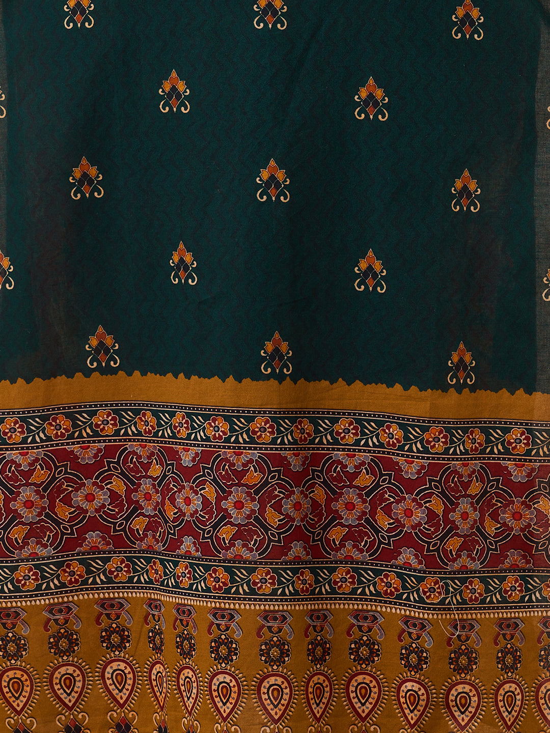 Ethnic Floral Printed Straight Fit Kurta - Green