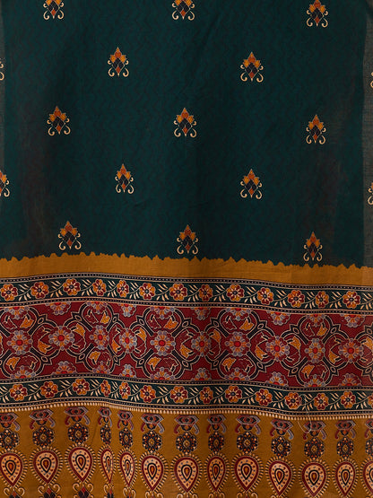 Ethnic Floral Printed Straight Fit Kurta - Green