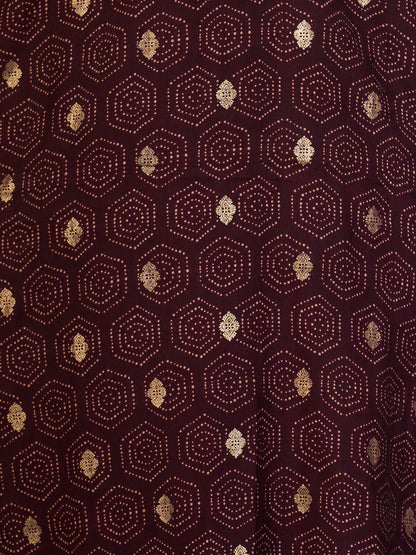 Floral Foil Printed & Embroidered Straight Fit Kurta - Burgundy