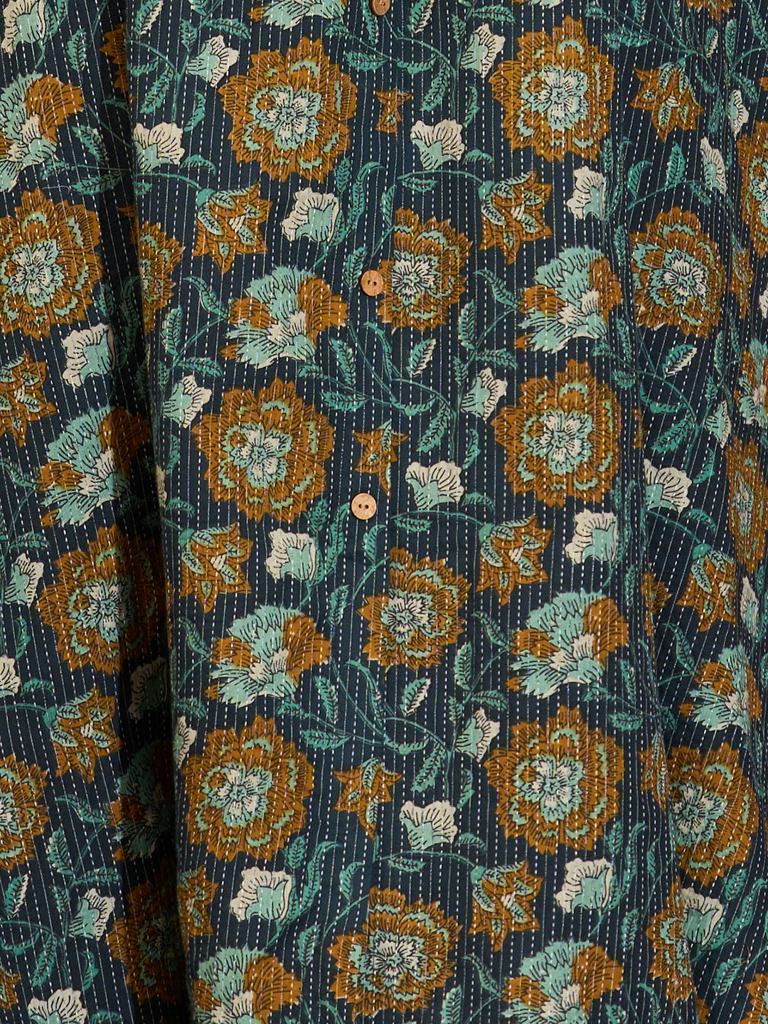Ethnic Floral Printed A-Line Paneled Kurta with Palazzo - Blue