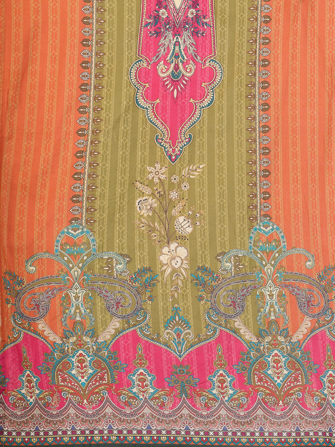 Ethnic Printed & Dori Embroidered Straight Fit Kurta with Pant and Dupatta - Green
