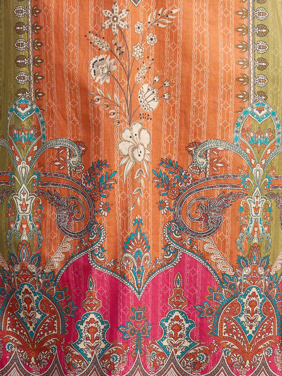 Ethnic Printed & Dori Embroidered Straight Fit Kurta with Pant and Dupatta - Green