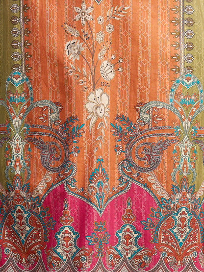 Ethnic Printed & Dori Embroidered Straight Fit Kurta with Pant and Dupatta - Green
