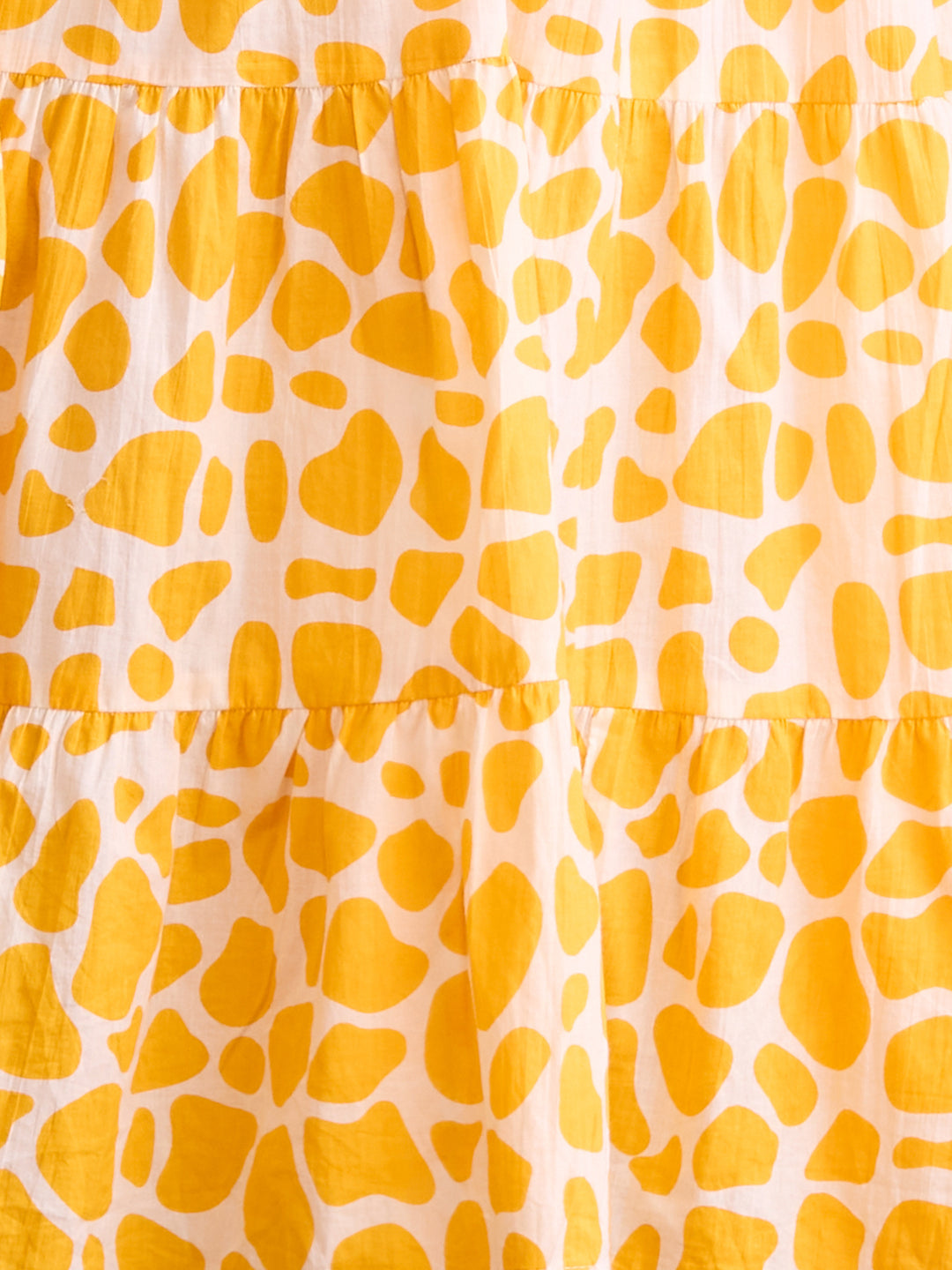Abstract Printed A-Line Tiered Flared Midi Dress - Yellow