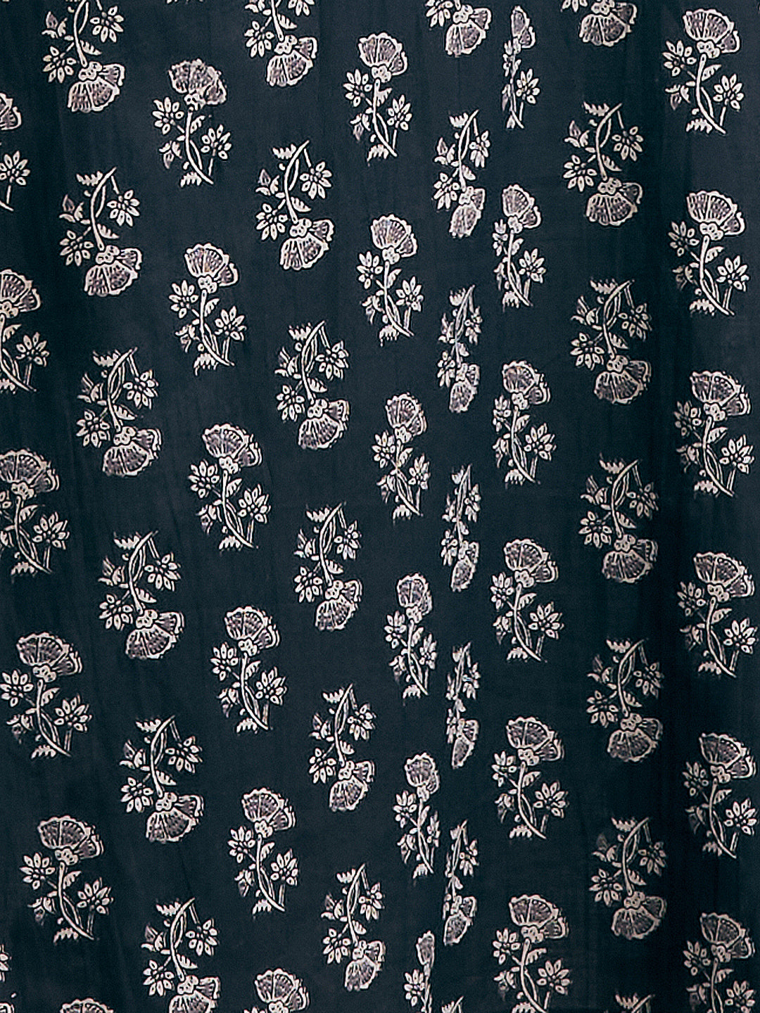 Ethnic & Floral Printed & Sequin Embroidered Straight Fit Kurta - Black