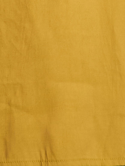 Solid Floral Embroidered Straight Fit Kurta - Mustard