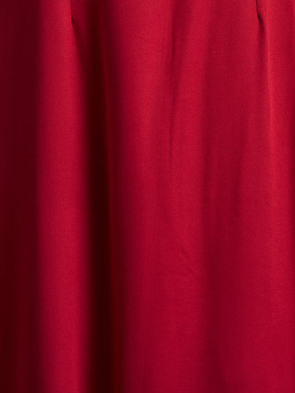 Solid Mirror Embroidered A-Line Paneled Co-ord Set - Red