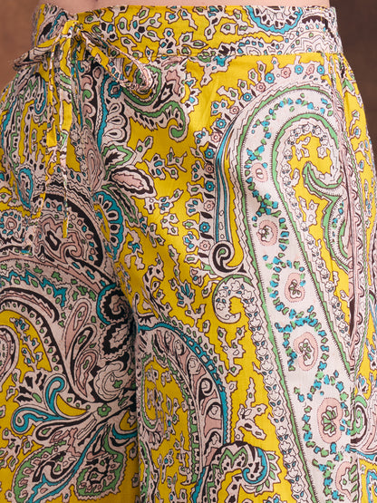 Ethnic Floral Printed A-Line Pleated Co-ord Set - Multi