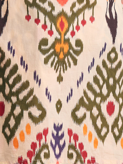 Ethnic Ikat Printed Embroidered Straight Fit Kurta with Palazzo - Multi
