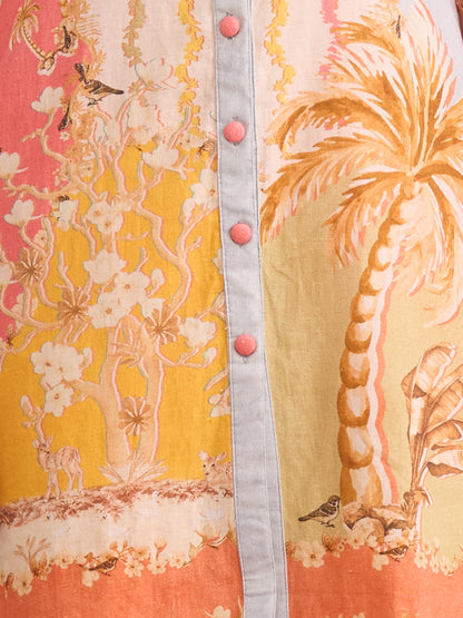 Abstract Floral Printed Straight Fit Co-ord Set - Multi