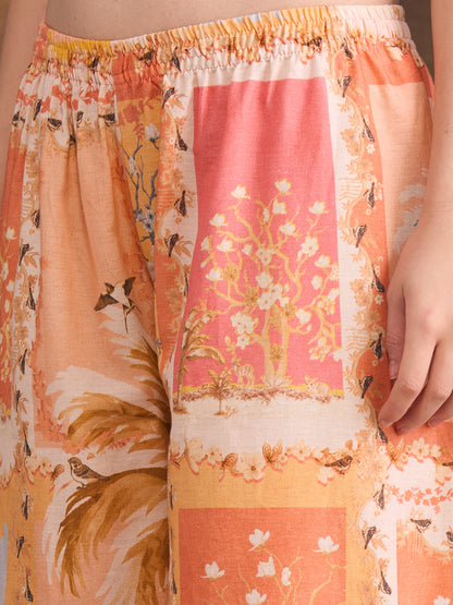 Abstract Floral Printed Straight Fit Co-ord Set - Multi