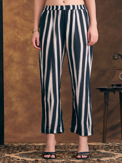 Abstract Stripes Printed Straight Fit Co-ord Set - Multi