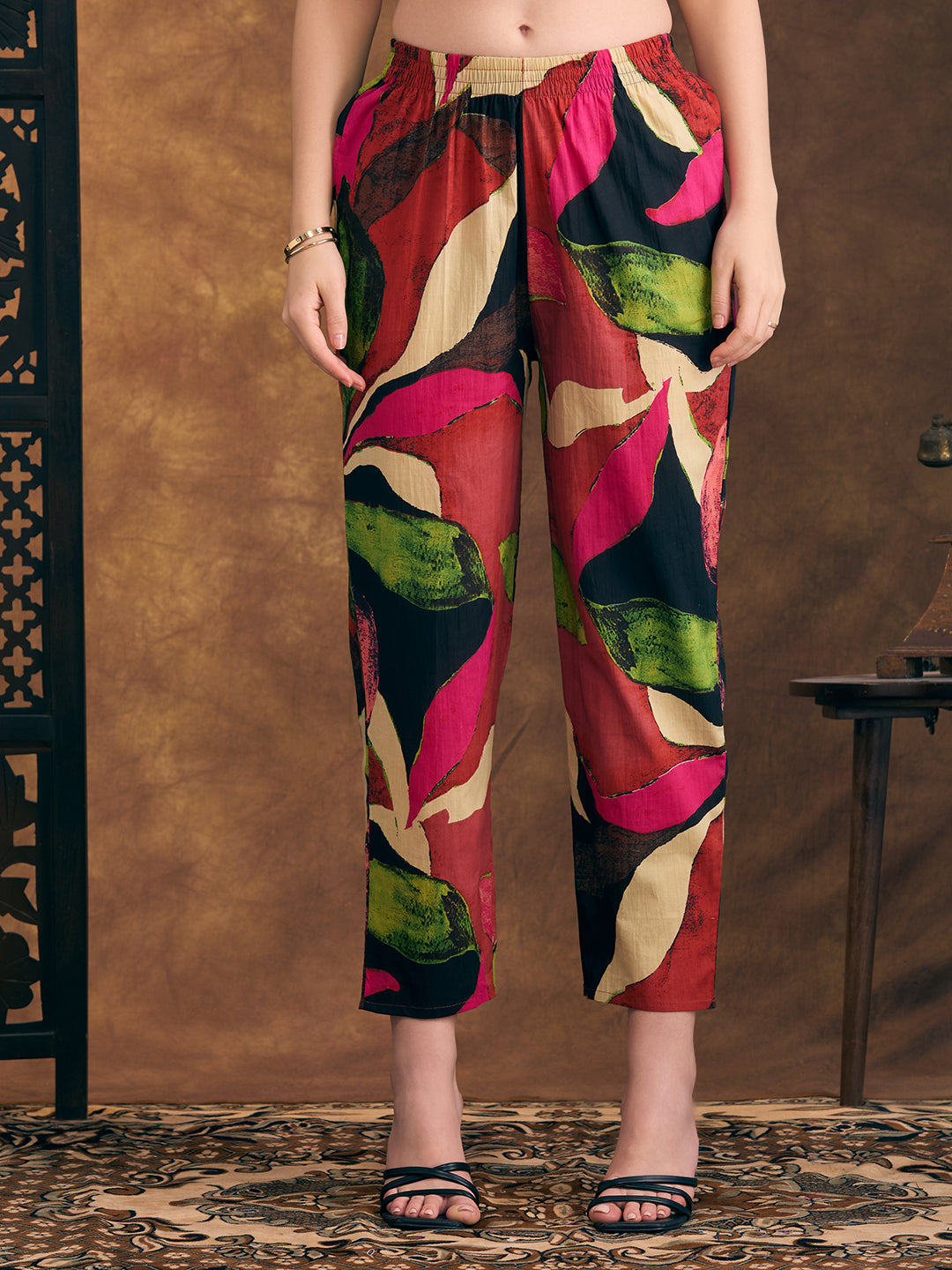 Abstract Floral Printed Straight Fit Co-ord Set - Multi