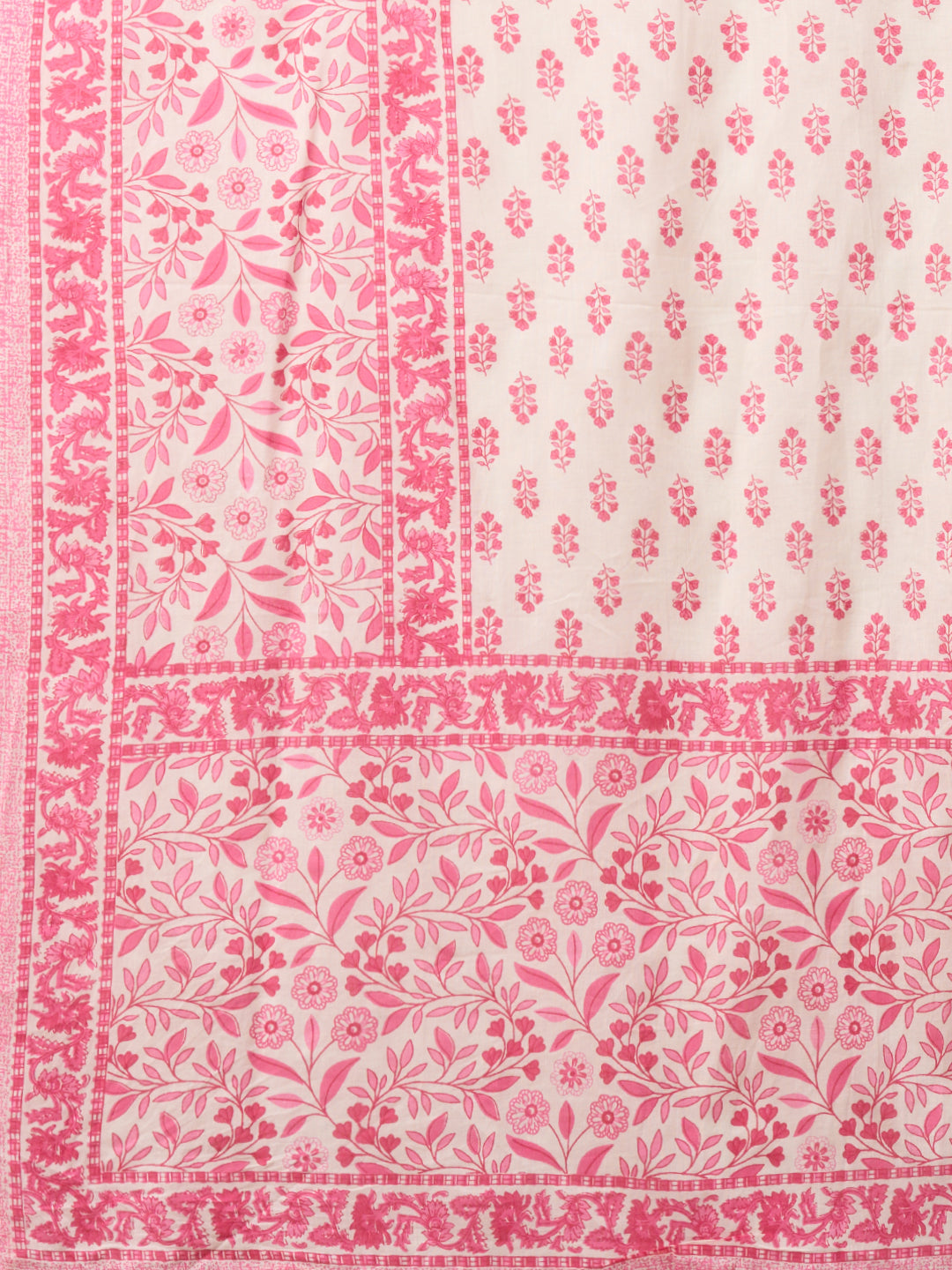 Ethnic Floral Printed Embroidered Straight Fit Kurta with Pant and Dupatta - Pink