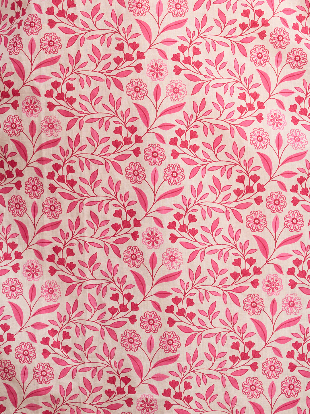 Ethnic Floral Printed Embroidered Straight Fit Kurta with Pant and Dupatta - Pink