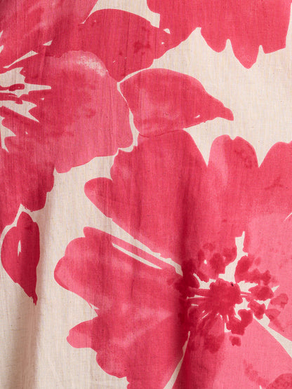 Abstract Floral Printed Straight Fit Kurta with Pant & Dupatta - Pink