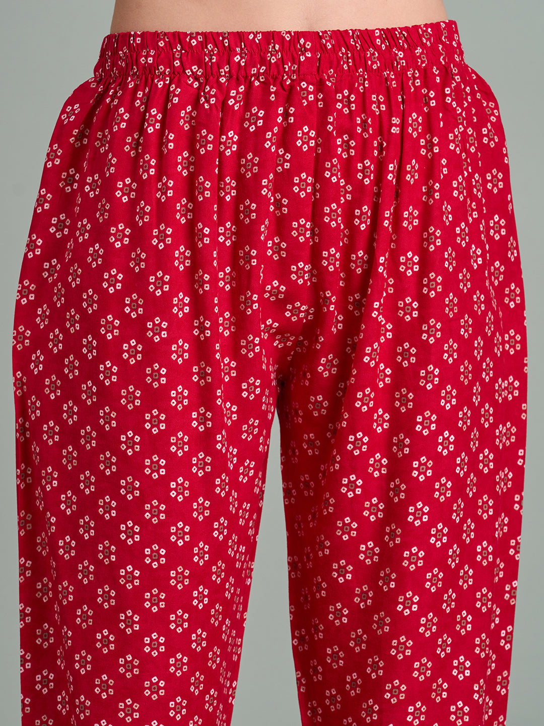 Bandhani Printed & Embroidered Straight Fit Kurta with Pant and Dupatta - Pink