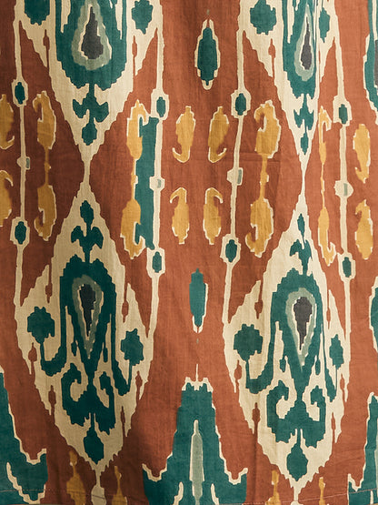 Ikat Printed & Embroidered Straight Kurta with Palazzo & Dupatta - Multi